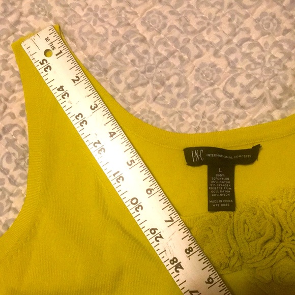 INC Stretchy Chartreuse floral neck tank - Picture 9 of 9